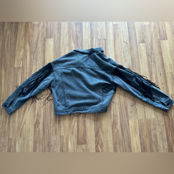 Flared jean jacket, black - Picture 6 of 8